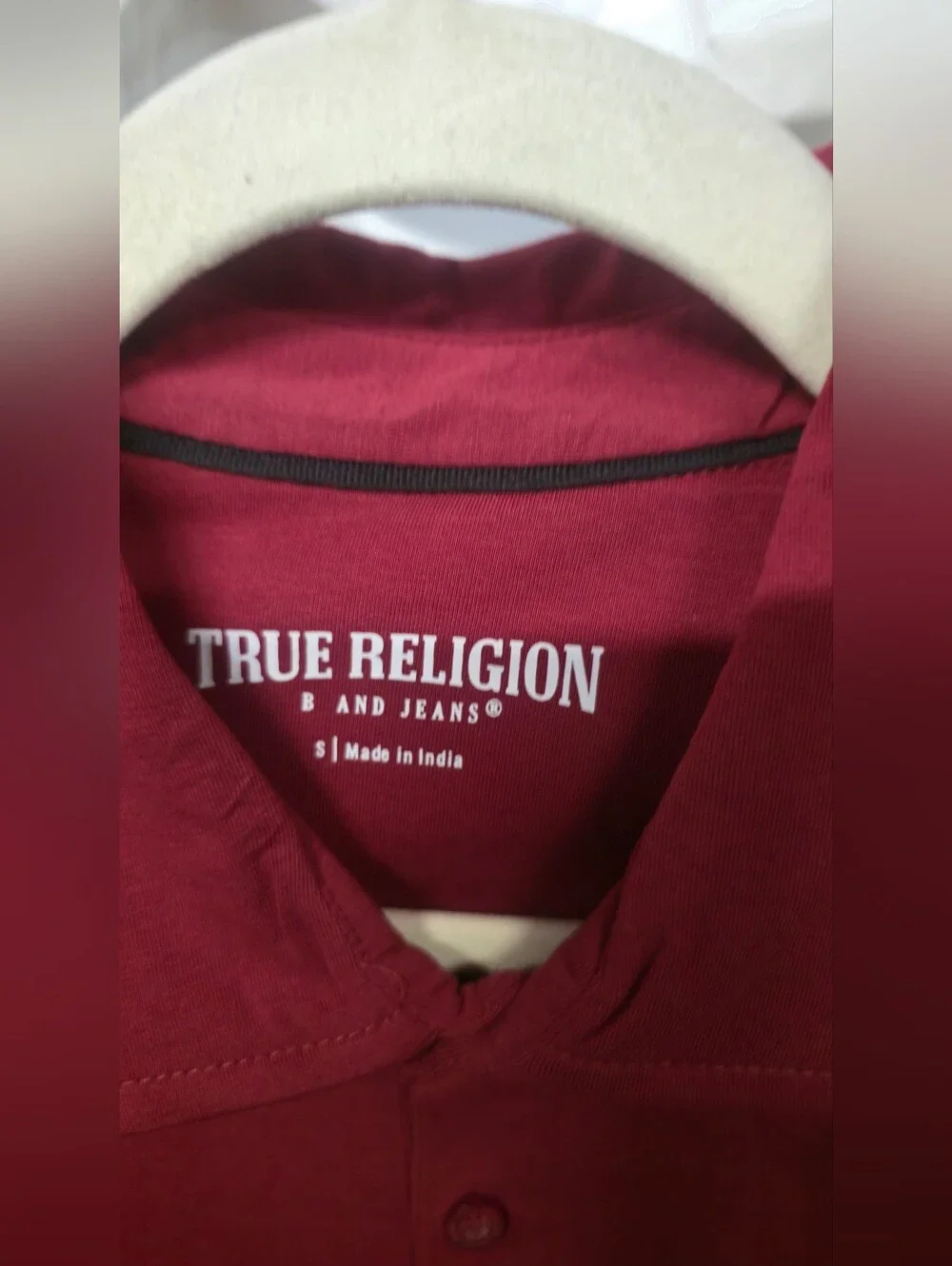True Religion Men's Dark Red Polo with Black Embroidered Logo